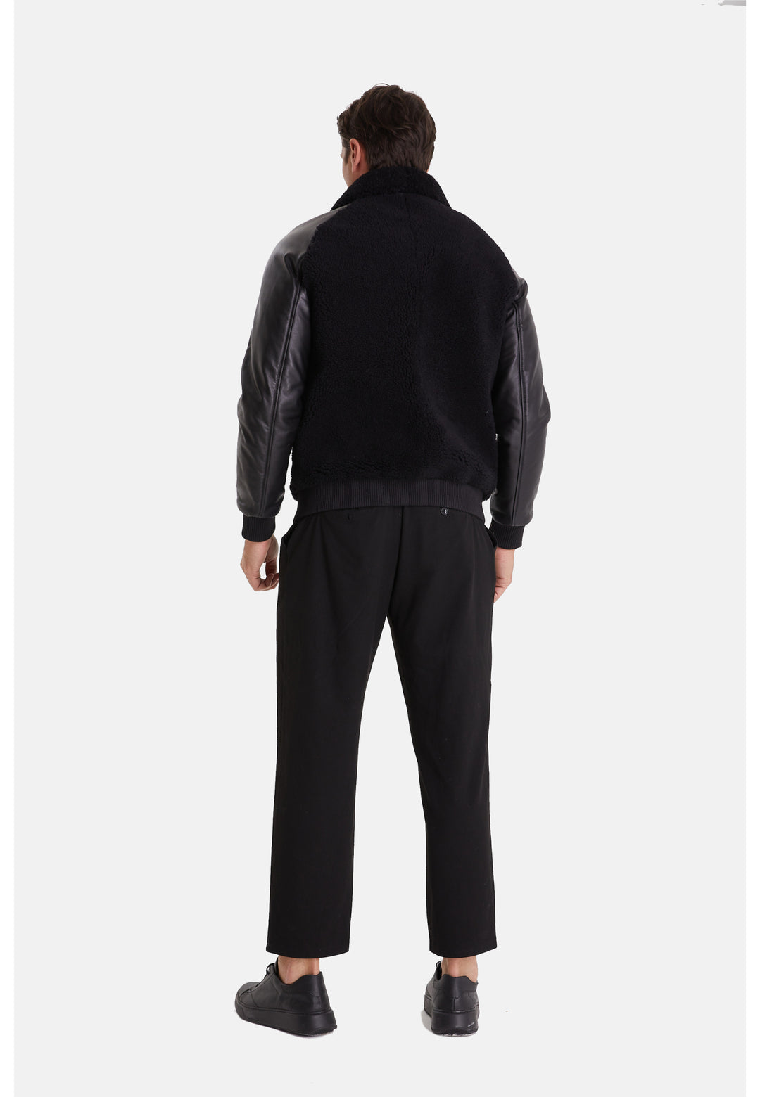 Men's Shearling Jacket, Silky Black With Black Curly Wool