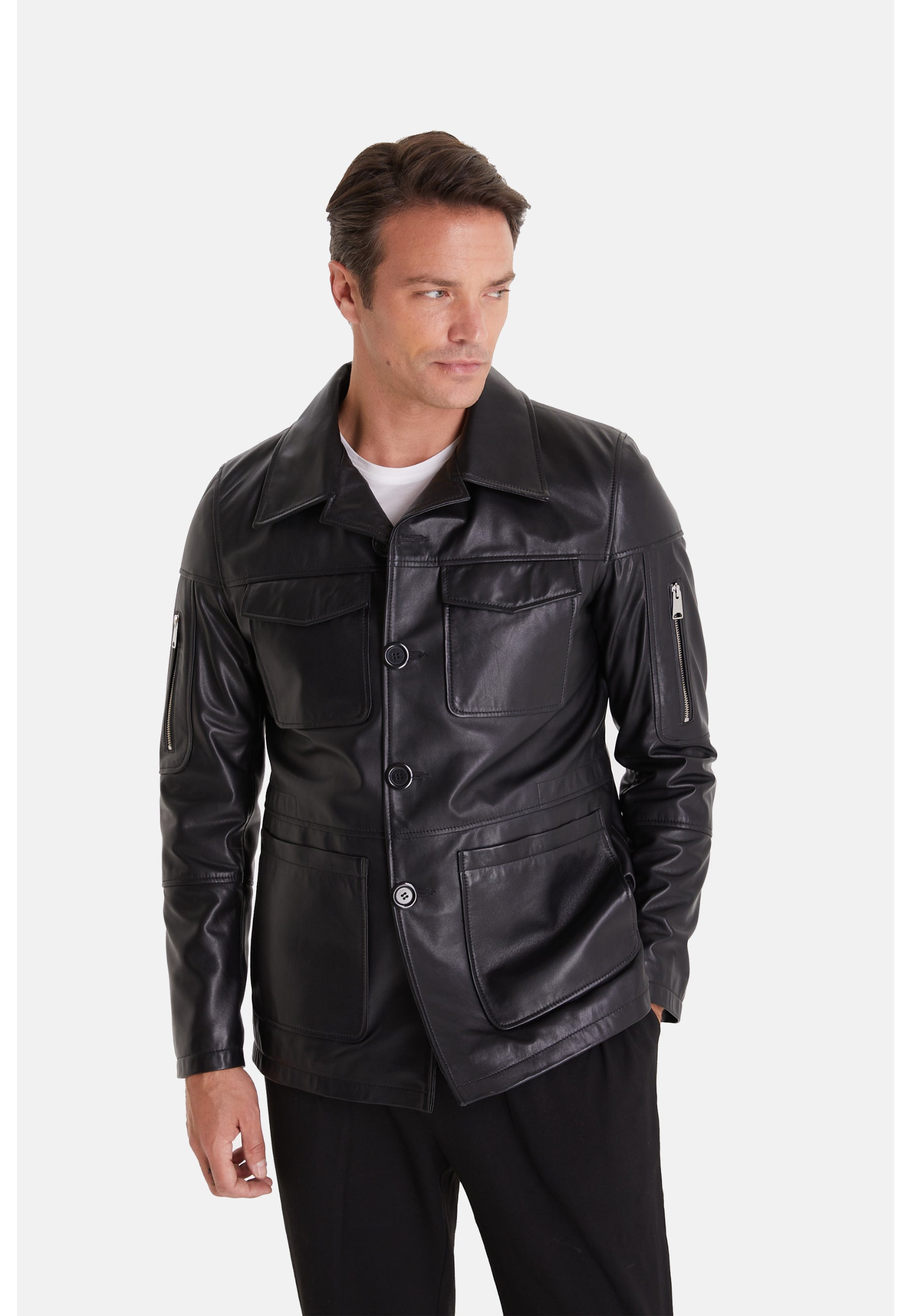 Men's Genuine Leather Jacket, Black