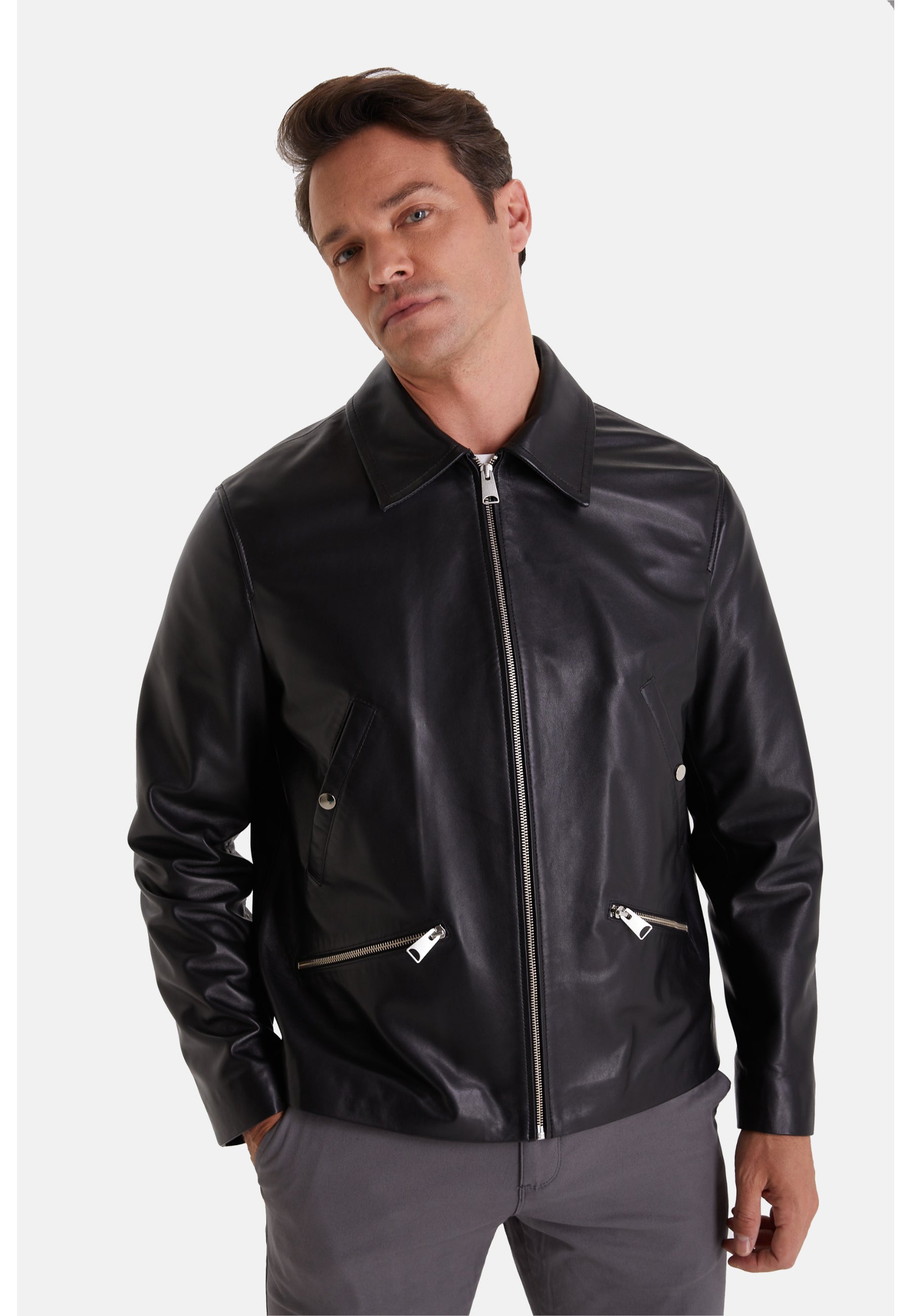 Mens Leather Jacket, Black