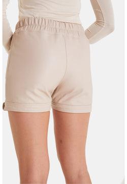 Image of Women's Leather Fashion Short, Beige