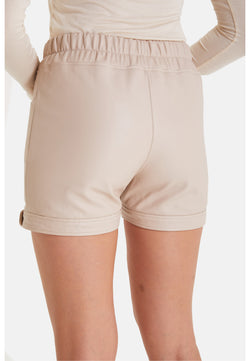 Image of Women's Leather Fashion Short, Beige