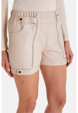 Image of Women's Leather Fashion Short, Beige