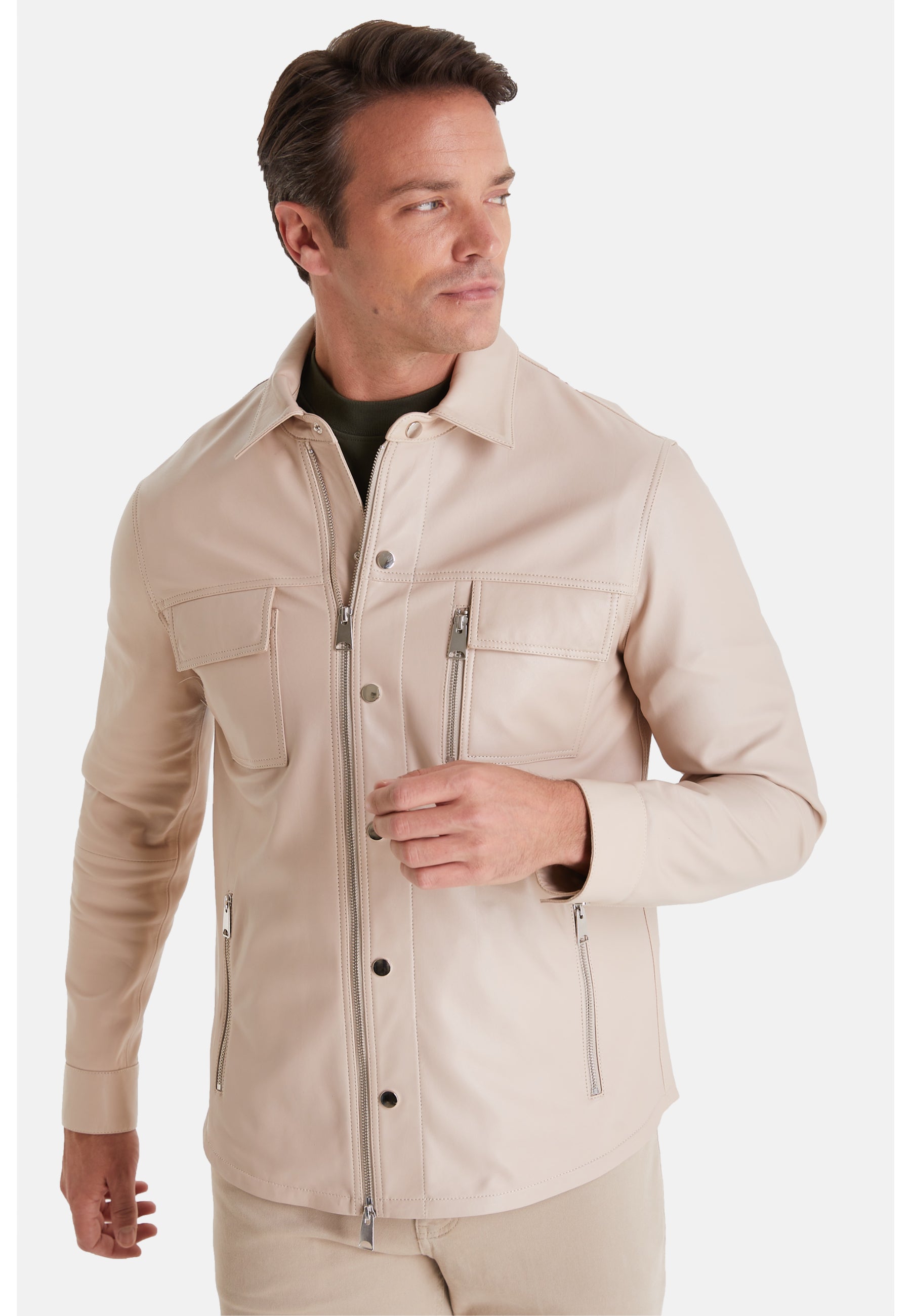 Men's Fashion Suede Jacket, Beige