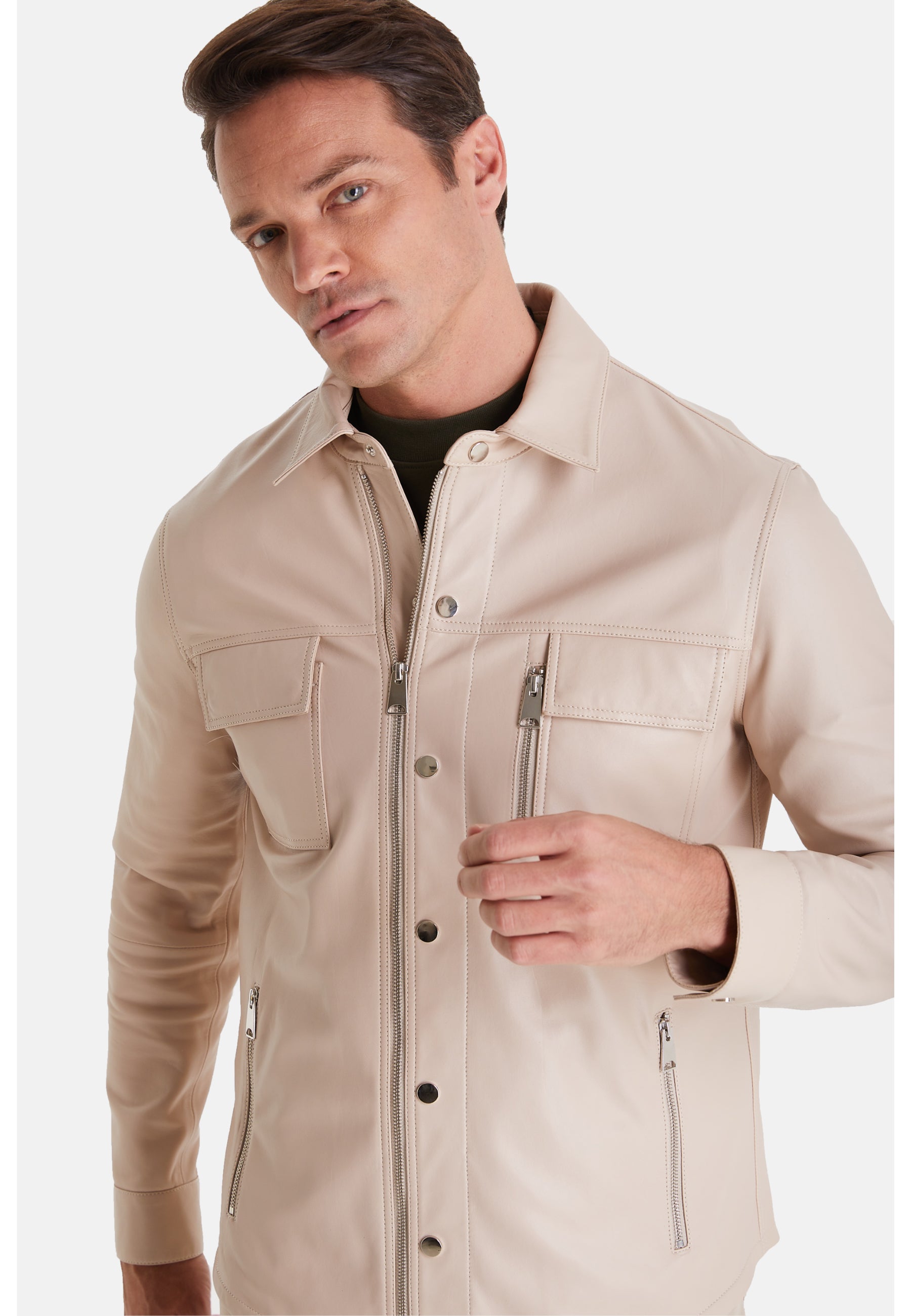 Men's Fashion Suede Jacket, Beige