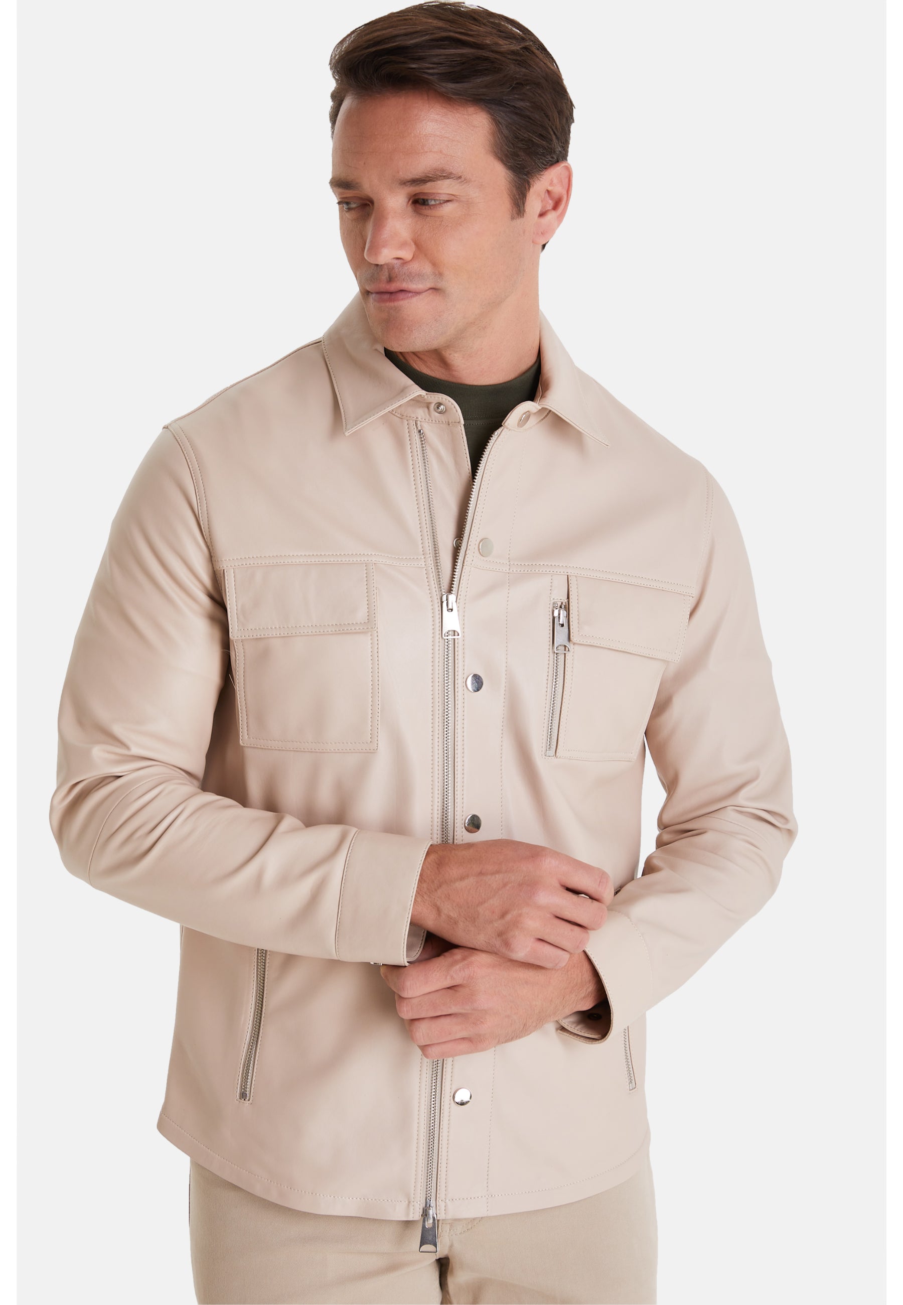 Men's Fashion Suede Jacket, Beige