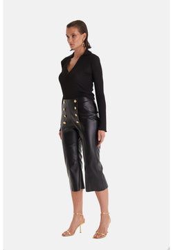 Image of Black Leather Women's Pants