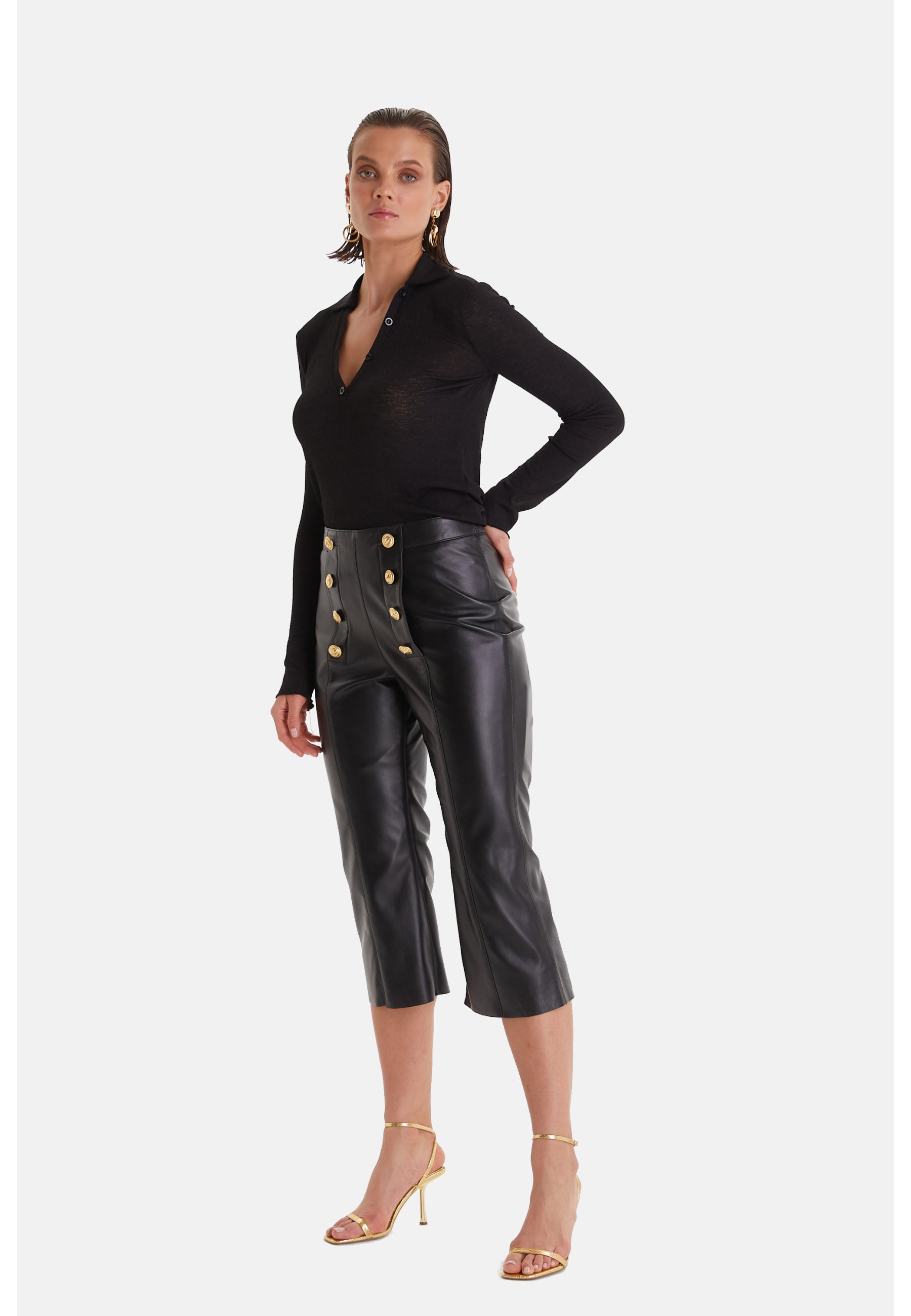 Black Leather Women's Pants