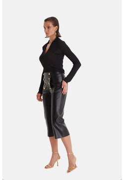 Image of Black Leather Women's Pants