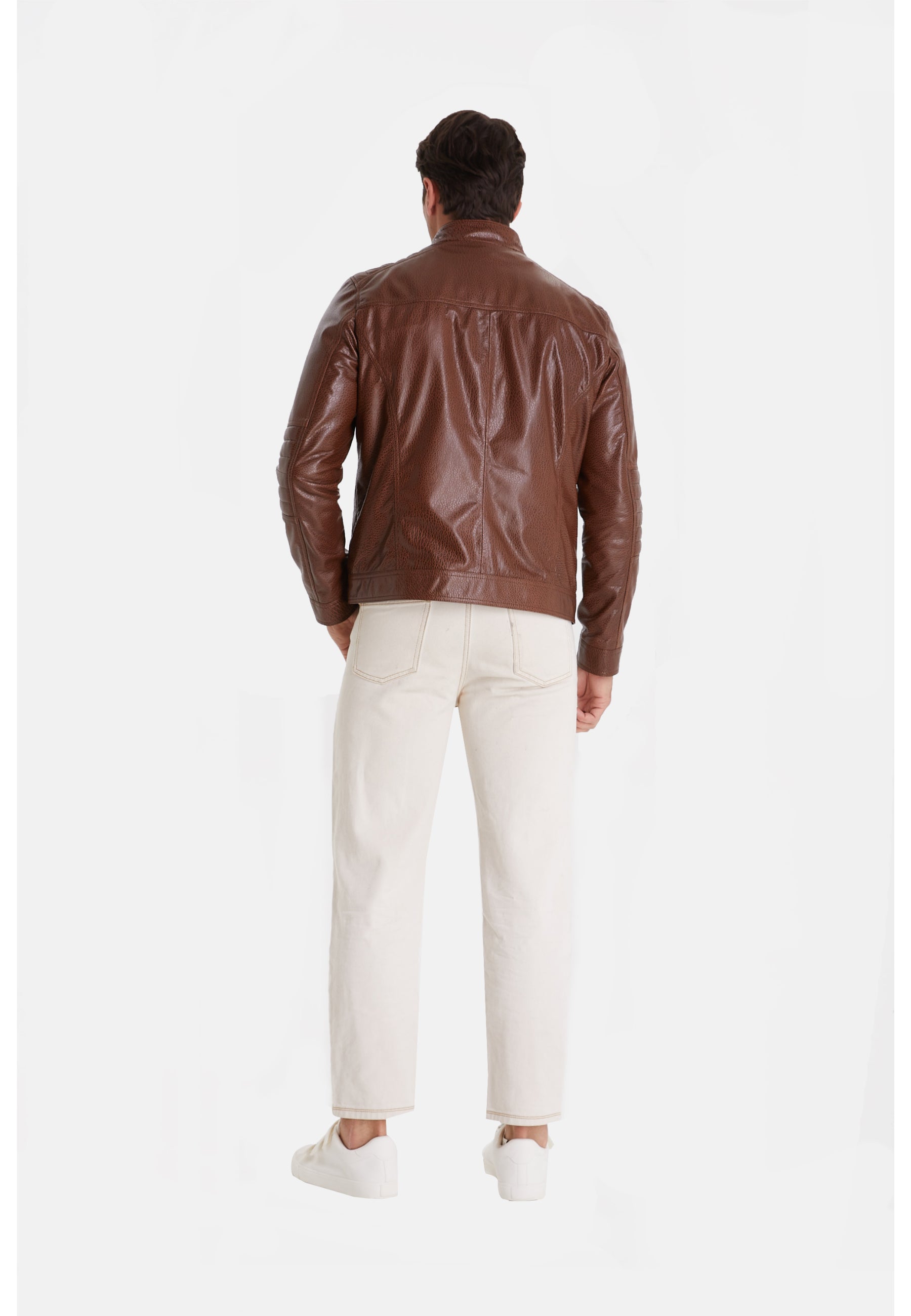 Men's Leather Jacket, Elephant Brown