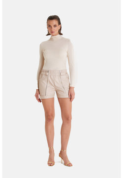 Image of Women's Leather Fashion Short, Beige