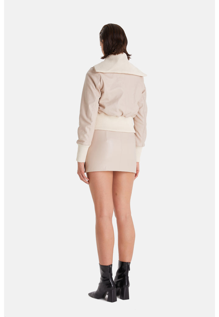 Genuine Leather Bomber Jacket, Beige Nappa
