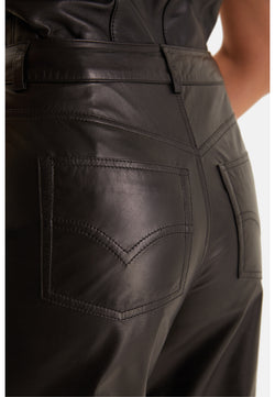 Image of Women's Leather Fashion Pants, Black