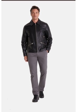 Image of Mens Leather Jacket, Black