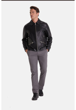 Image of Mens Leather Jacket, Black