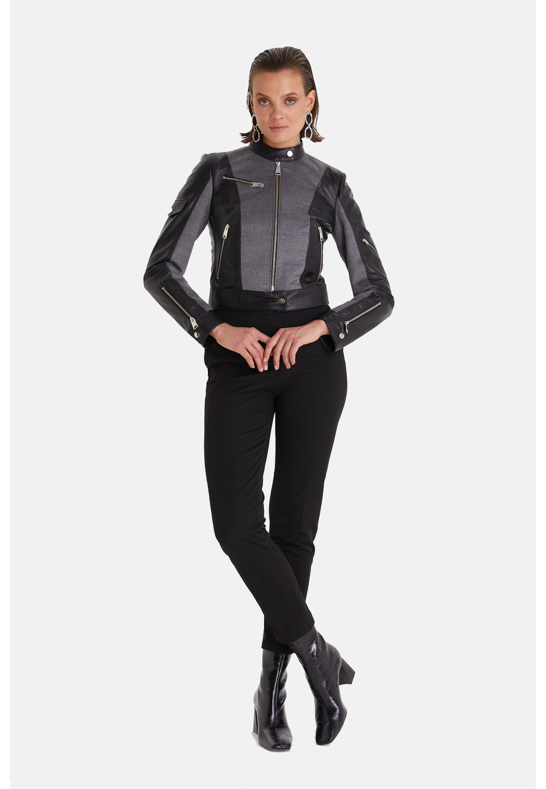 Women's Leather Fashion Biker, Black