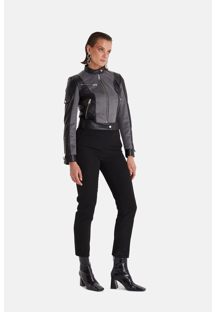 Women's Leather Fashion Biker, Black