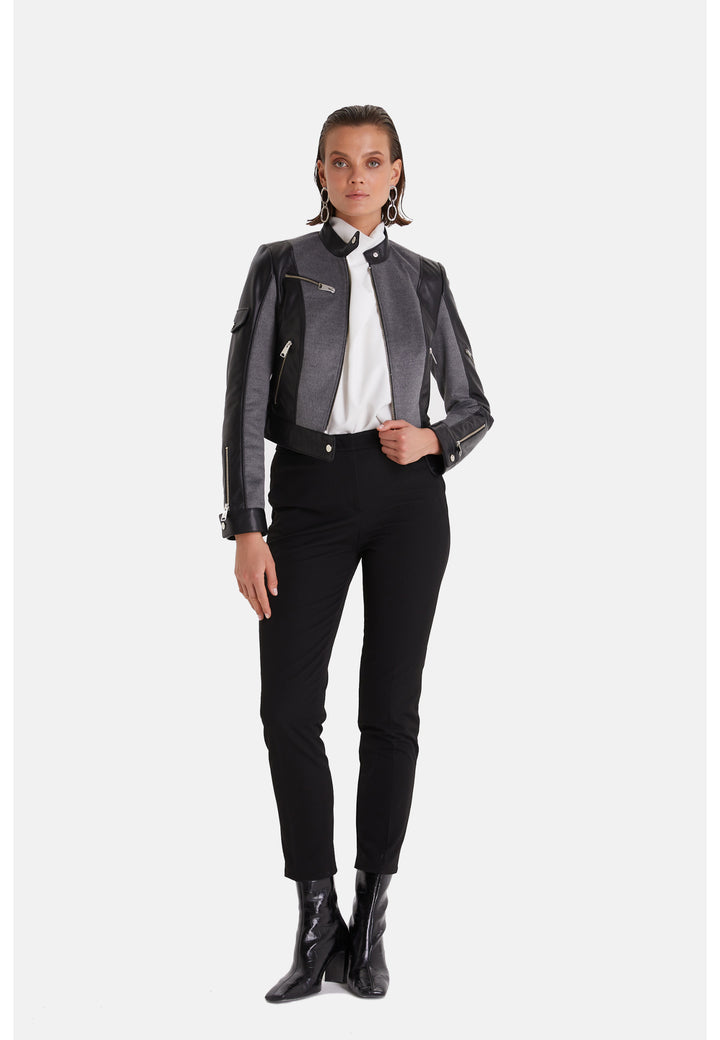 Women's Leather Fashion Biker, Black