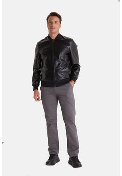 Image of Men's Leather Fashion Jacket, Black