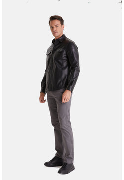 Image of Men's Fashion Leather Jacket, Black