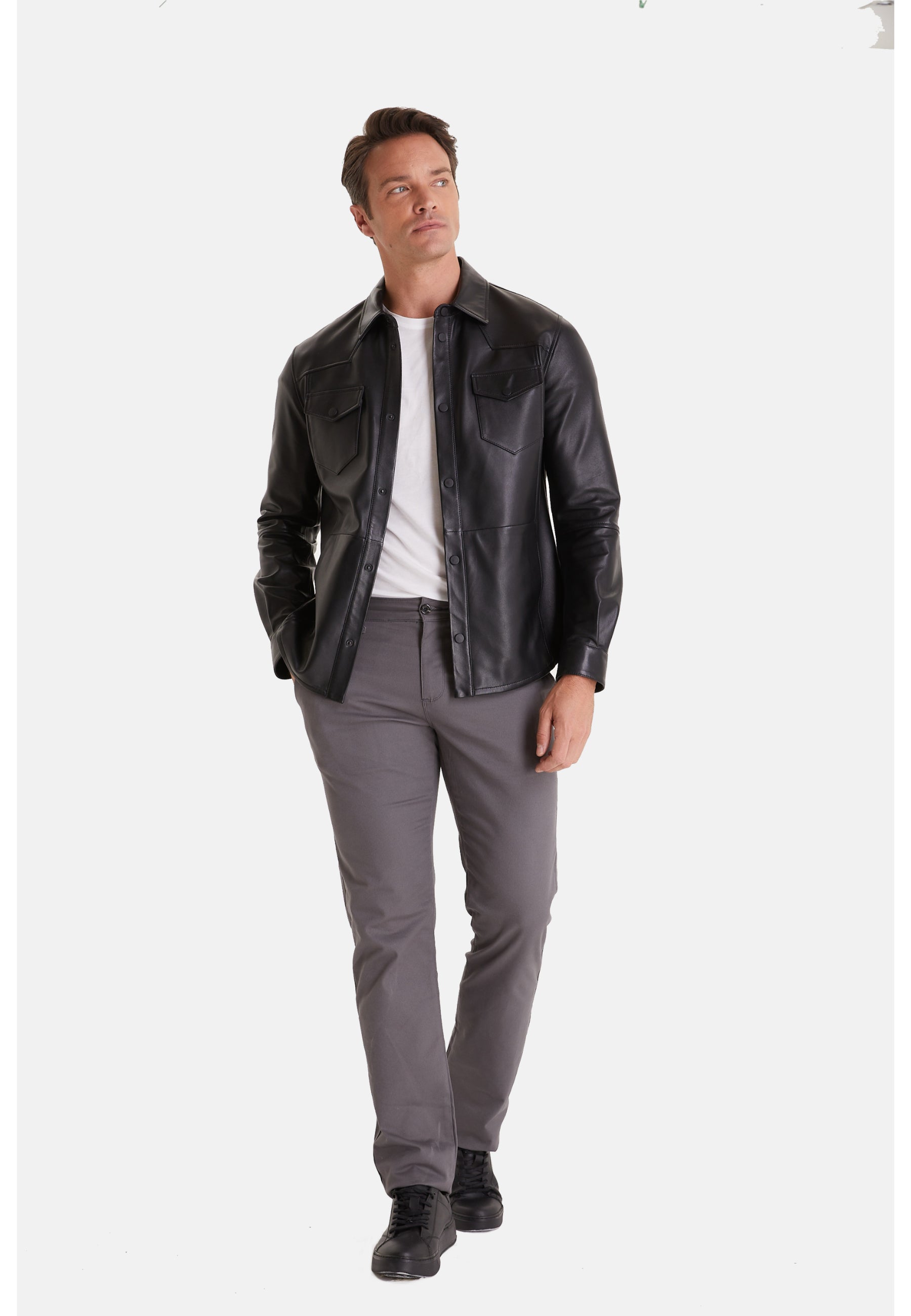 Men's Fashion Leather Jacket, Black