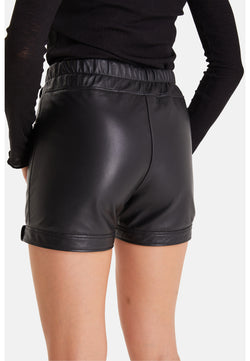 Image of Women's Leather Fashion Short, Black