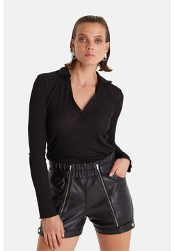 Image of Women's Leather Fashion Short, Black