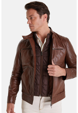 Image of Men's Leather Jacket, Elephant Brown