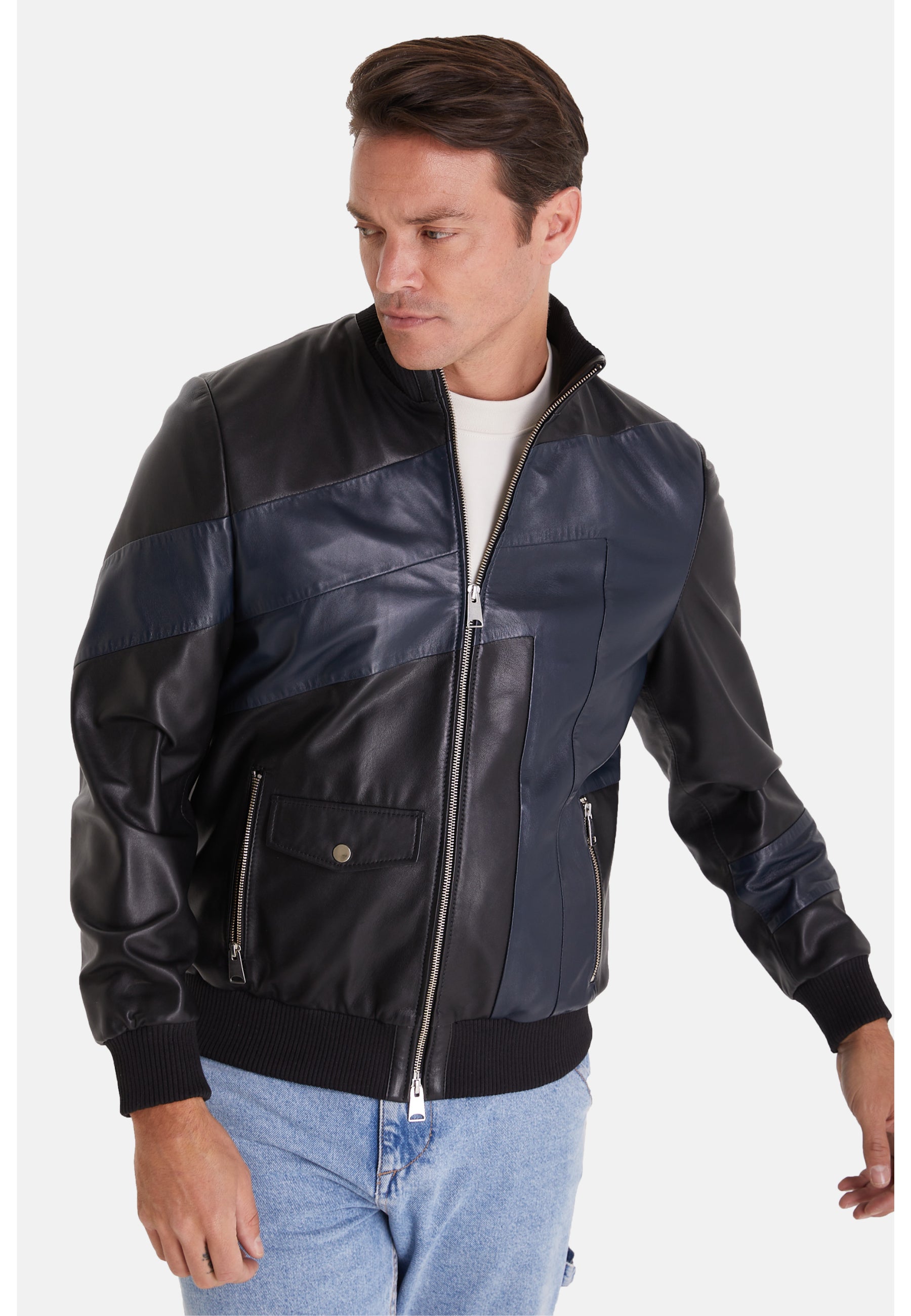 Men's Leather Fashion Jacket, Black