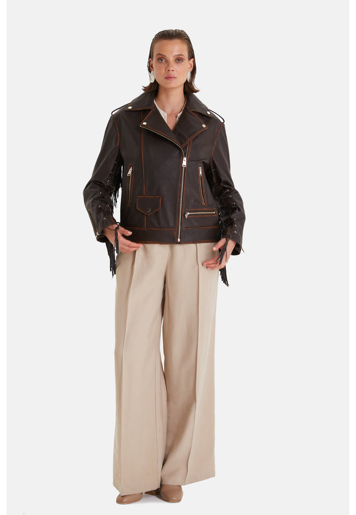 Women's Genuine Leather Jacket, Brown