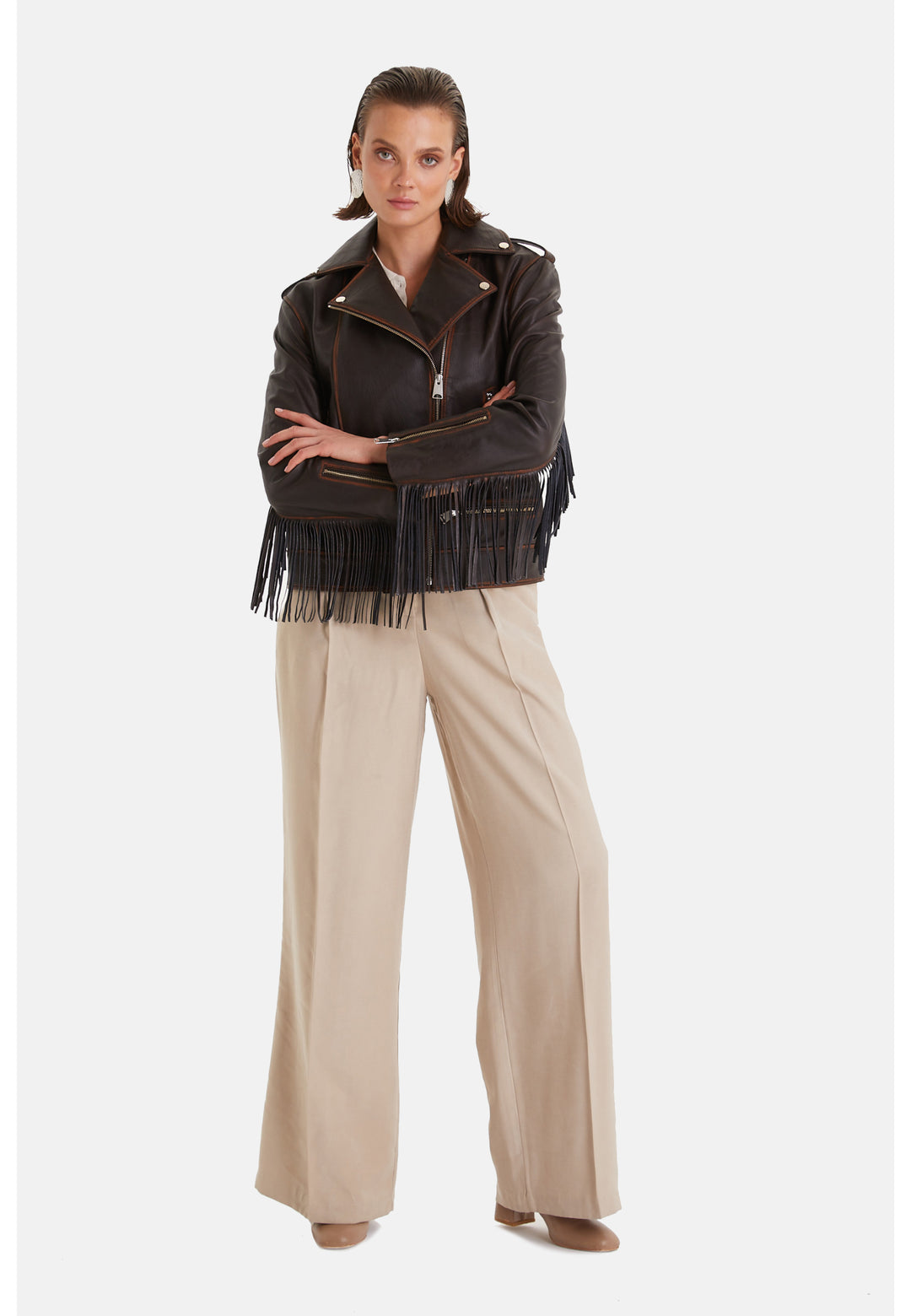 Women's Genuine Leather Jacket, Brown