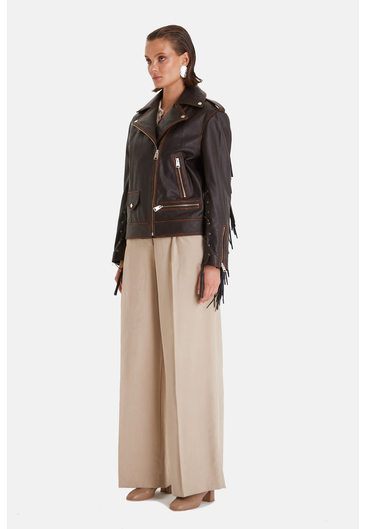 Women's Genuine Leather Jacket, Brown