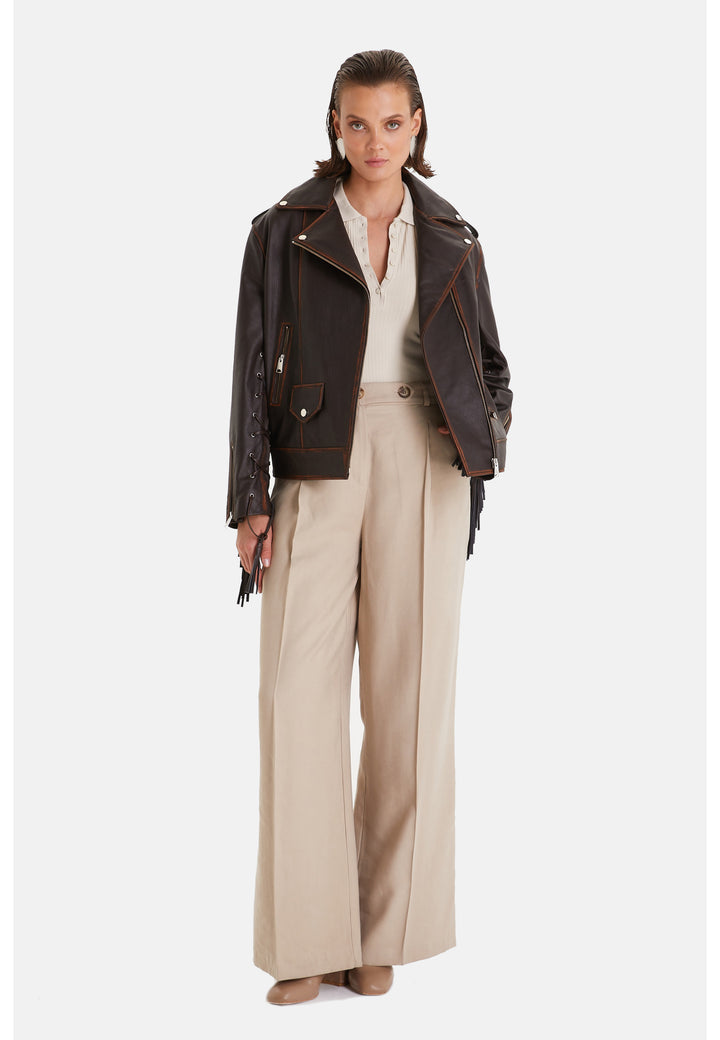 Women's Genuine Leather Jacket, Brown