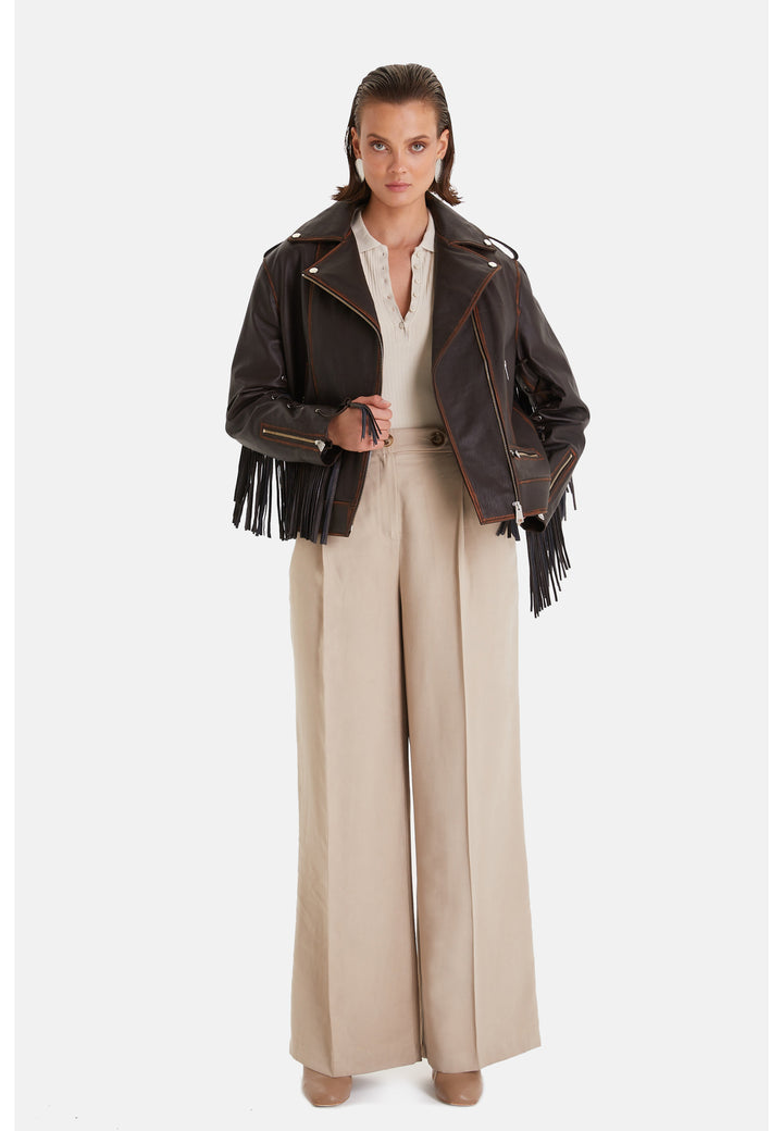 Women's Genuine Leather Jacket, Brown