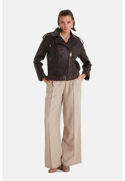 Image of Women's Brown Leather Jacket