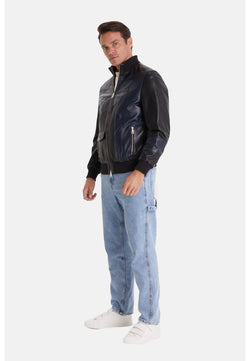 Image of Men's Leather Fashion Jacket, Black