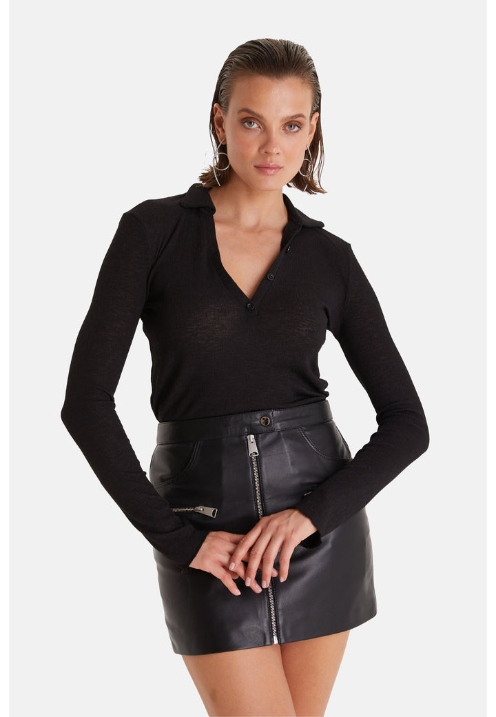 Women's Leather Fashion Skirt, Black