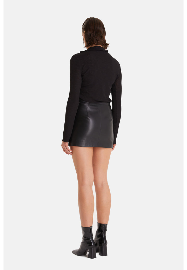 Women's Leather Fashion Skirt, Black