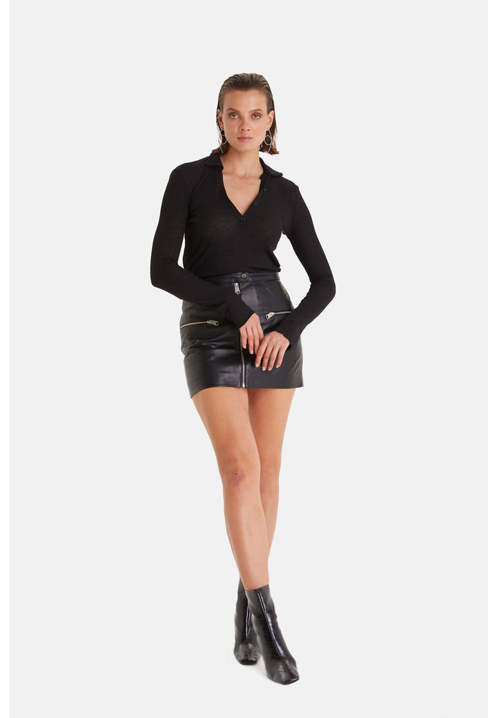 Women's Leather Fashion Skirt, Black