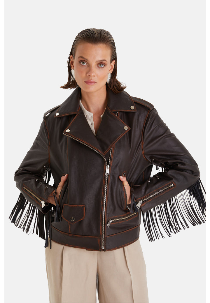 Women's Genuine Leather Jacket, Brown