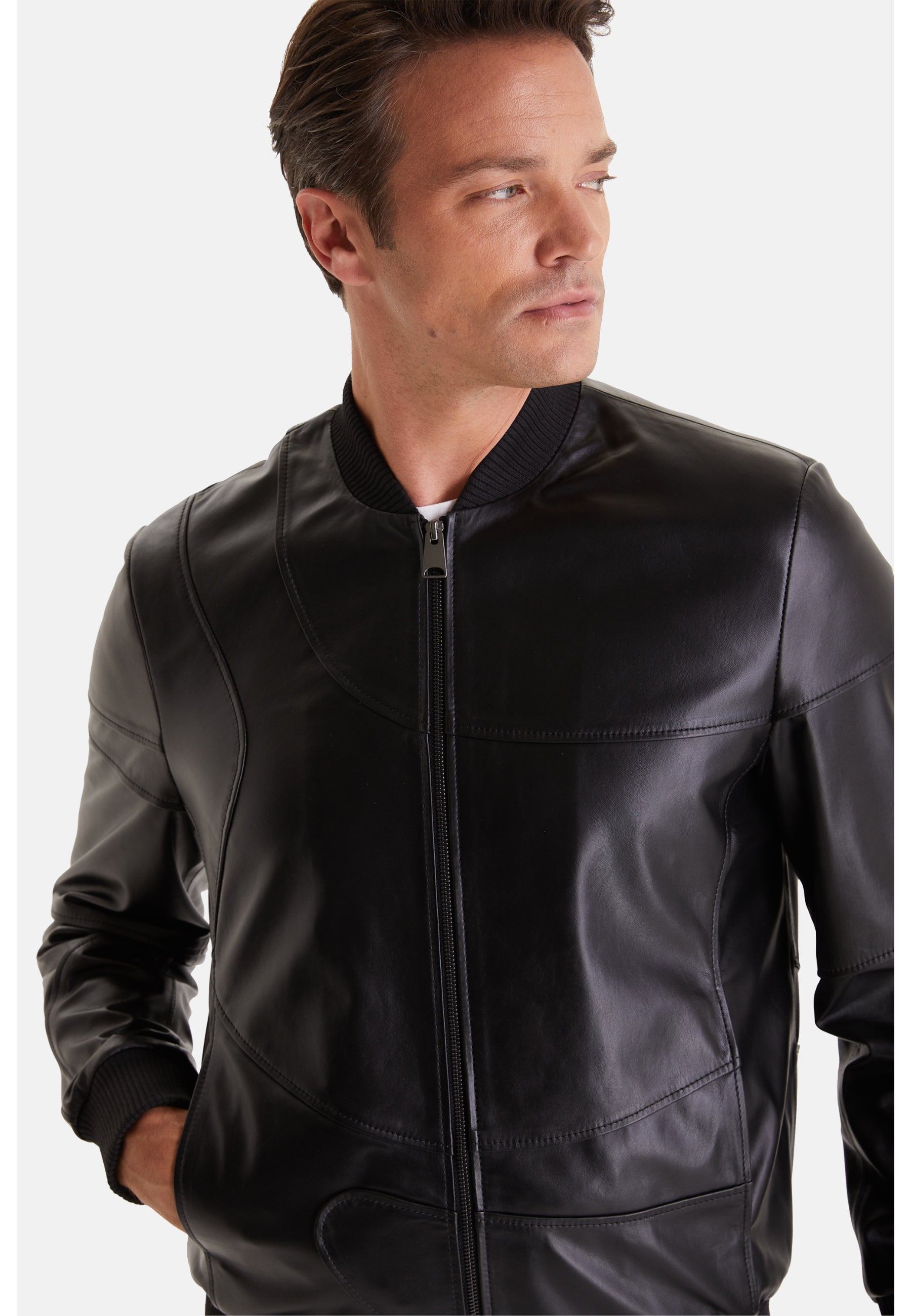 Men's Leather Fashion Jacket, Black