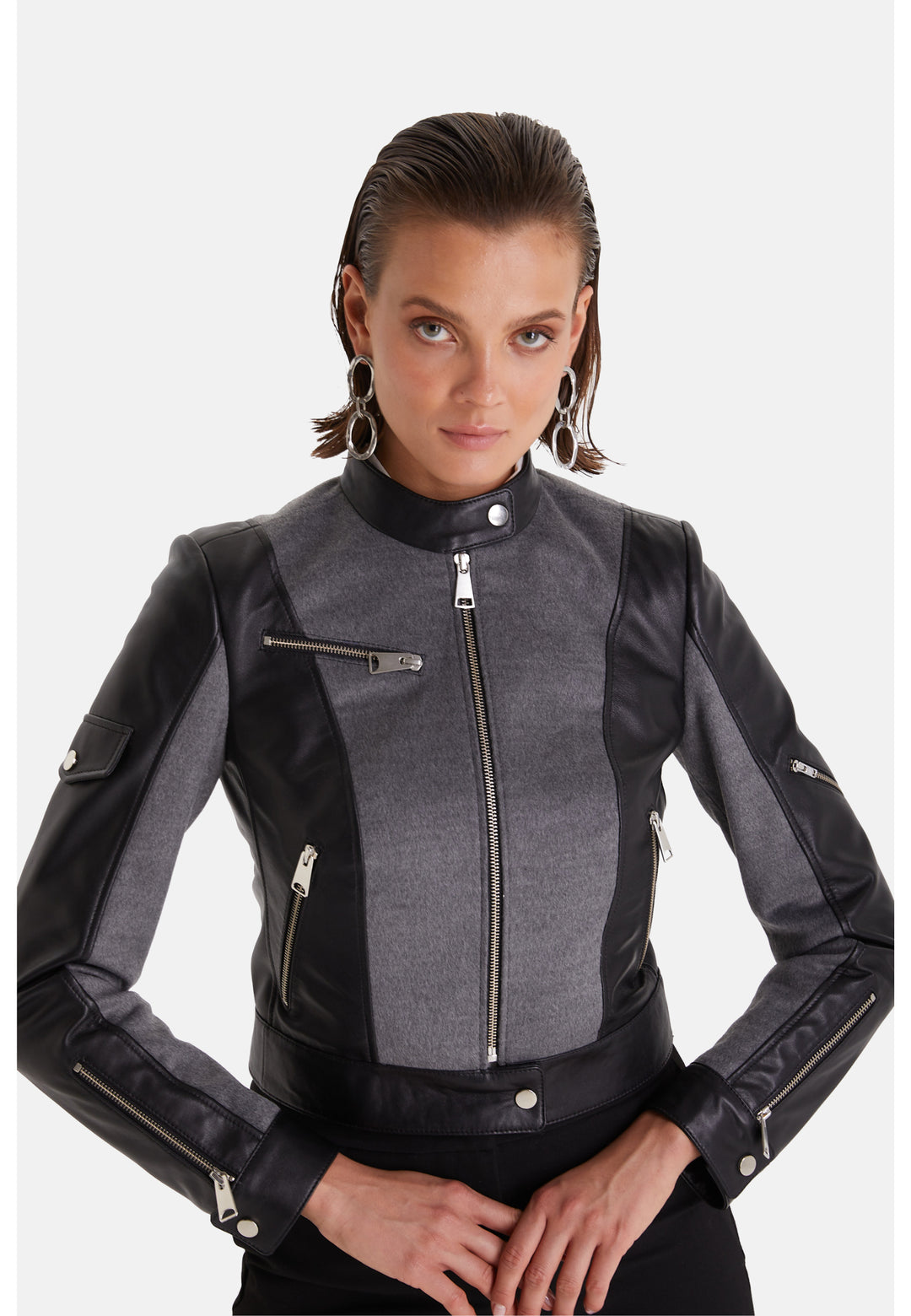 Women's Leather Fashion Biker, Black
