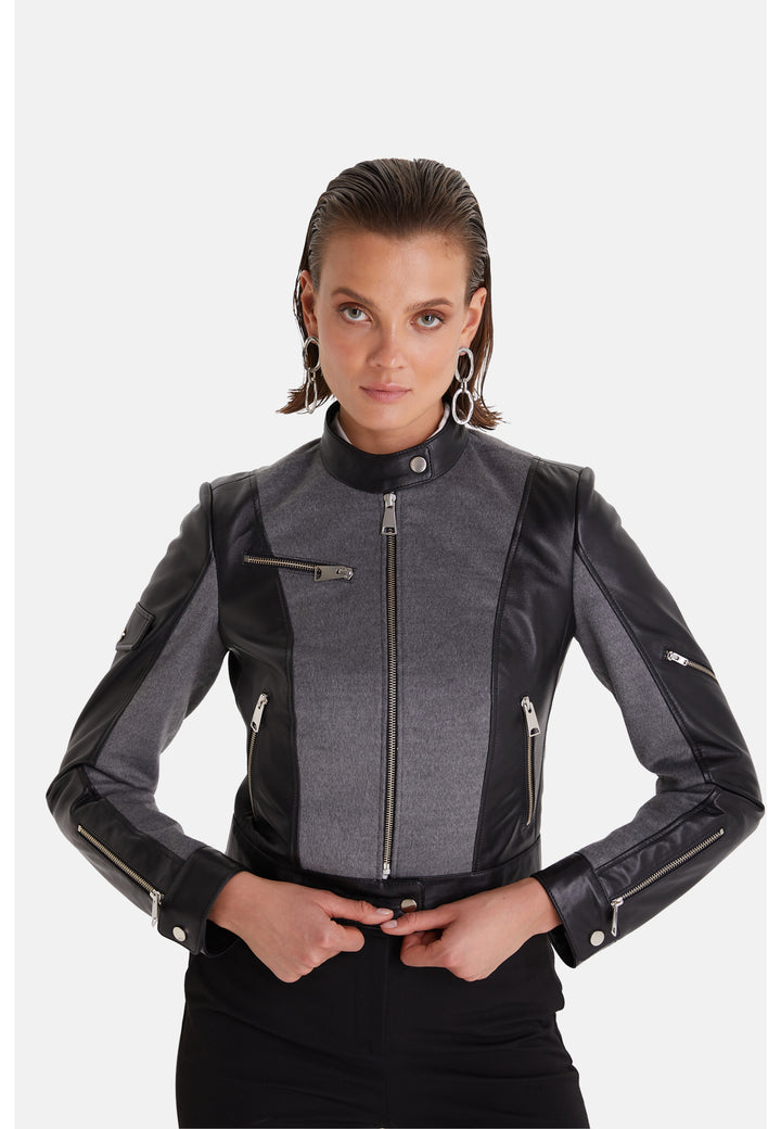 Women's Leather Fashion Biker, Black
