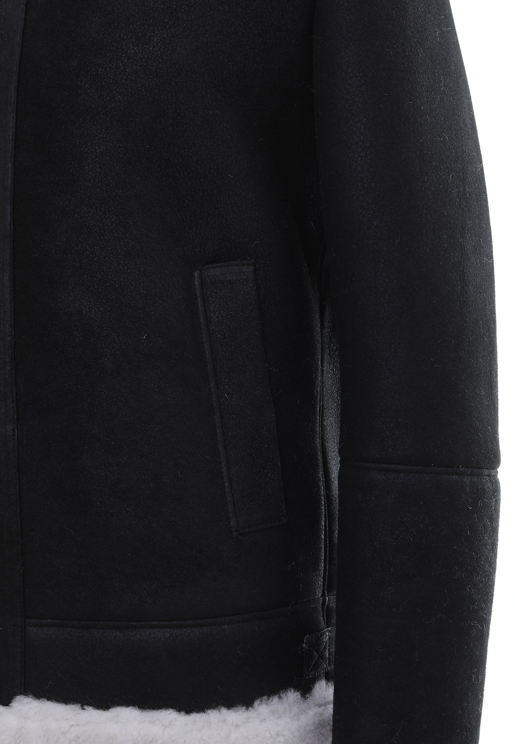 Men's Shearling RAF B3 Aviator Jacket, Washed Black with White Curly Wool