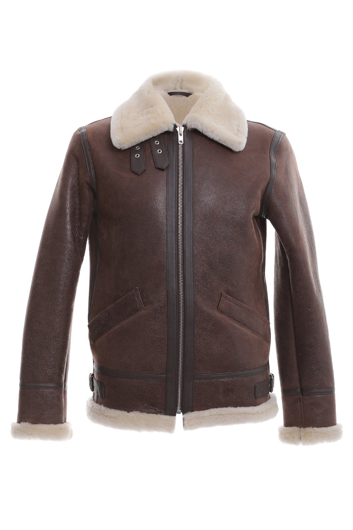 Men's Shearling Aviator Jacket, Vintage Nut with Champagne Wool