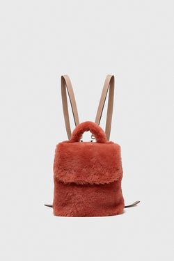 Image of Women's Shearling Mini Backpack , Coral Wool