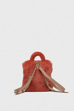 Image of Women's Shearling Mini Backpack , Coral Wool