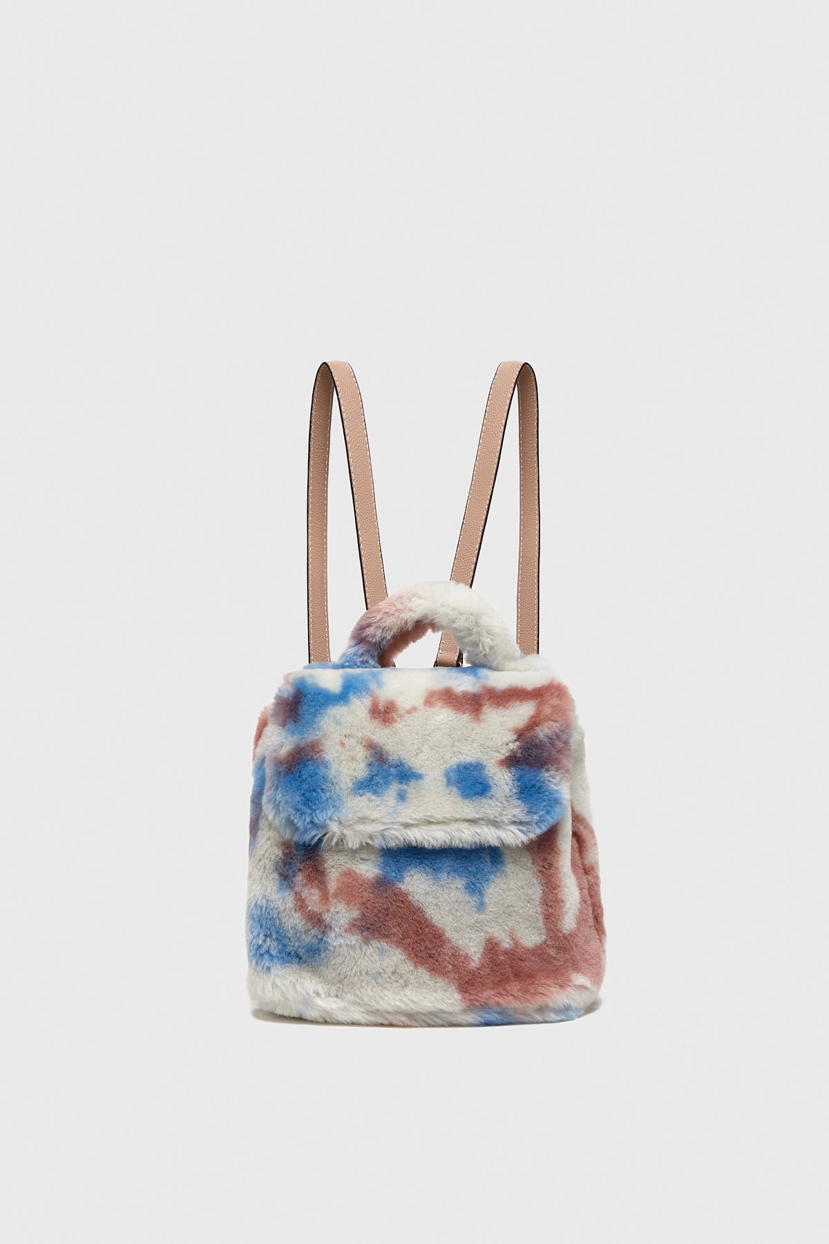 Women's Shearling Mini Backpack , Multicolor Wool