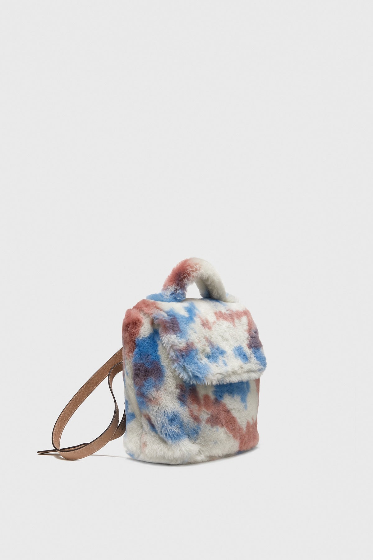 Women's Shearling Mini Backpack , Multicolor Wool