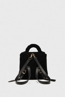 Image of Women's Shearling Mini Backpack , Black Curly Wool