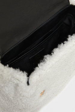 Image of Women's Shearling Mini Backpack , White Curly Wool